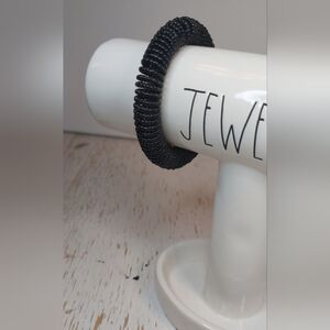 Black Spiral Bangle Bracelet It Stretches Jewelry Glass Seed Beads Boho Slinky